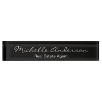 Black Gray Script Real Anwesen Agent Namplate