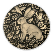 Black Gray Sepia Rabbit Bird Snail Draw Pull Keramikknauf (Vorderseite)