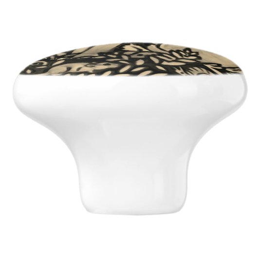 Black Gray Sepia Rabbit Bird Snail Draw Pull Keramikknauf (Seitenansicht)