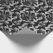 Black Gray Silver Crystal Metallic Damask Geschenkpapier (Ecke)