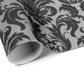 Black Gray Silver Crystal Metallic Damask Geschenkpapier (Rolleneckpunkt)