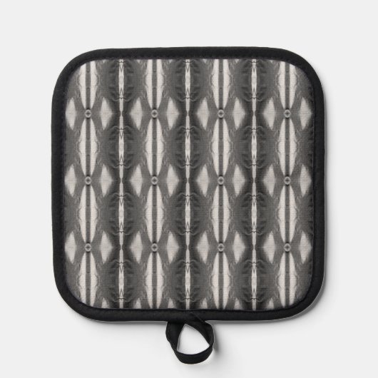 Black Gray Silver Design Oven Mitt und Pot Holder Topflappen (Vorderseite)