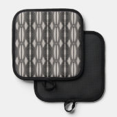 Black Gray Silver Design Oven Mitt und Pot Holder Topflappen (Vorderseite/Rückseite)