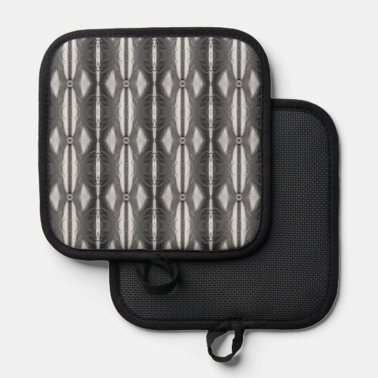 Black Gray Silver Design Oven Mitt und Pot Holder Topflappen (Vorderseite/Rückseite)