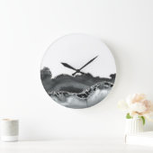 Black Gray Silver Metallic Agate Stone Große Wanduhr (Zuhause)