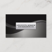 Black Gray Silver Metallic Wave Visitenkarte (Rückseite)