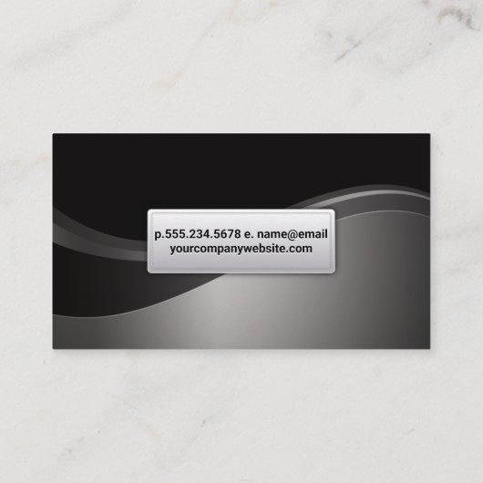Black Gray Silver Metallic Wave Visitenkarte (Rückseite)