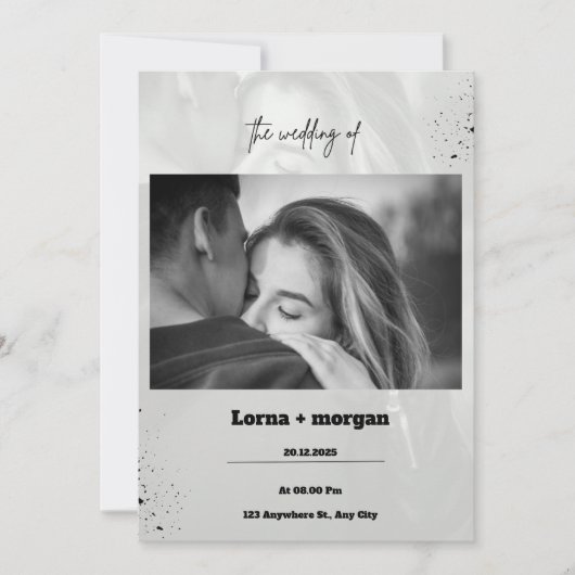 Black Gray Simple Wedding Einladung (Vorderseite)