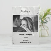 Black Gray Simple Wedding Einladung (Stehend Vorderseite)