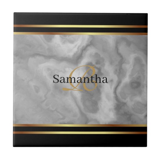 Black Gray Sripes Minimalistische Keramik Tile Fliese (Vorderseite)