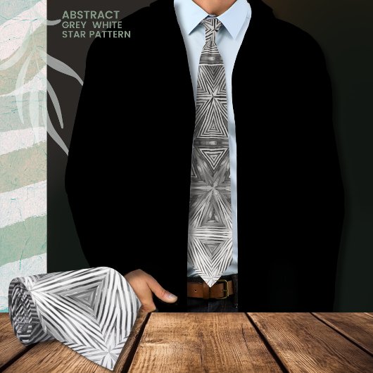 Black Gray Star Pattern Neck Tie Krawatte