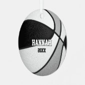 black gray team colors keepsake basketball ornament aus metall (Vorderseite links)
