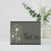 Black & Gray Vielen Dank Dandelion Floral Post Car Postkarte (Stehend Vorderseite)