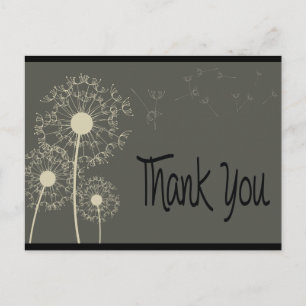 Black & Gray Vielen Dank Dandelion Floral Post Car Postkarte