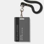 Black Gray VIP All Access Event Pass Ausweis (Rückseite mit Lanyard)