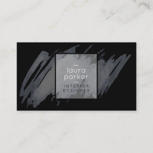 Black Gray Watercolor Spritzer Abstrakt Moderne Visitenkarte