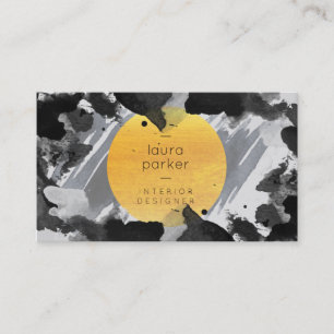 Black Gray Watercolor Spritzer Abstrakt Moderne Visitenkarte