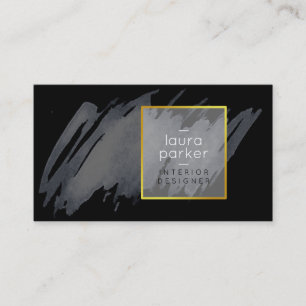 Black Gray Watercolor Spritzer Abstrakt Moderne Visitenkarte