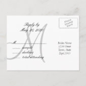 Black Gray Wedding Monogram UAWG Postcard Einladungspostkarte (Rückseite)