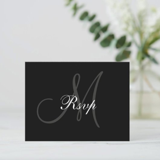 Black Gray Wedding Monogram UAWG Postcard Einladungspostkarte
