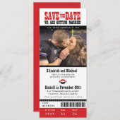 Black Gray Wedding Save the Date Football Ticket (Vorne/Hinten)