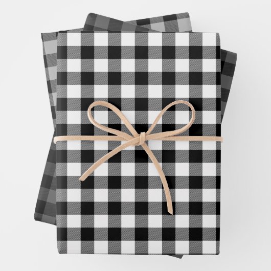 Black Gray White Buffalo Karierter Urlaub Geschenkpapier Set (Beispiel)