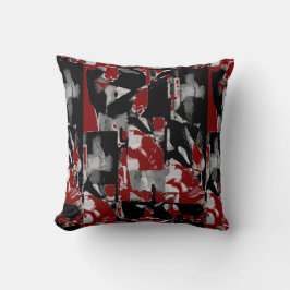 Black Gray White Burgundy Contemporary Art Print Kissen