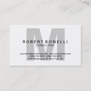Black Gray White Charming Monogram Business Card Visitenkarte