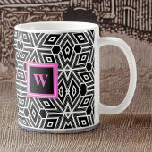 Black Gray White Cubism Neo Geo with Pink Monogram Kaffeetasse