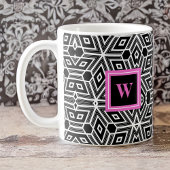 Black Gray White Cubism Neo Geo with Pink Monogram Kaffeetasse