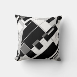 Black Gray White Diagonal Linien Formen Design Kissen