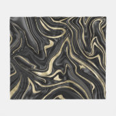 Black Gray White Gold Marmor #1 Fleecedecke (Vorderseite (Horizontal))