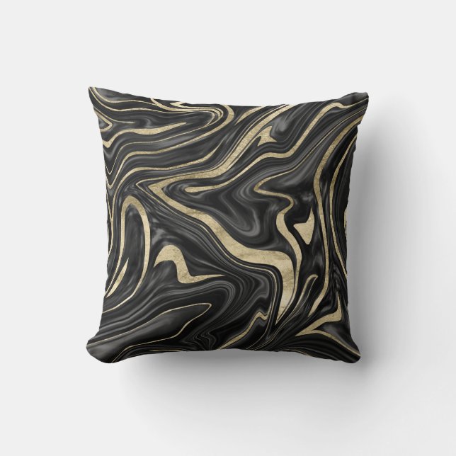 Black Gray White Gold Marmor #1 Kissen (Vorderseite)