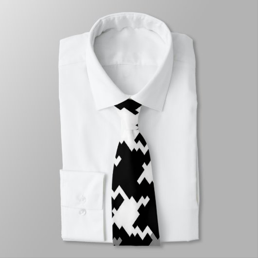 Black Gray & White Kariert Christmas Necktie Krawatte (Gebunden)