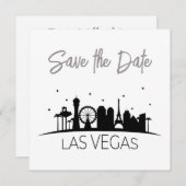Black Gray White Las Vegas Hochzeit speichern das Einladung (Vorne/Hinten)