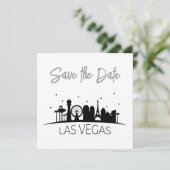 Black Gray White Las Vegas Hochzeit speichern das Einladung (Stehend Vorderseite)