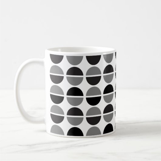 Black Gray White Polka Docht Tasse für Kaffee & Te (Links)
