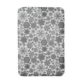 Black Gray White Retro Floral Art Seamless Pattern Badematte (Vorderseite Vertikal)