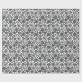 Black Gray White Retro Floral Art Seamless Pattern Geschenkpapier (Flach)