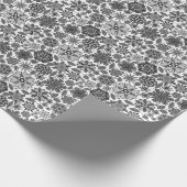Black Gray White Retro Floral Art Seamless Pattern Geschenkpapier (Ecke)