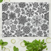 Black Gray White Retro Floral Art Seamless Pattern Geschirrtuch (Gefaltet)