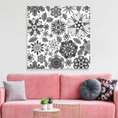 Black Gray White Retro Floral Art Seamless Pattern Leinwanddruck (Insitu (Wohnzimmer))
