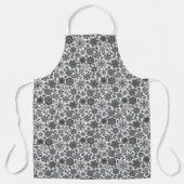 Black Gray White Retro Floral Art Seamless Pattern Schürze (Vorderseite)