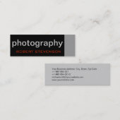 Black Gray White Skinny Fotograf Business Card Mini Visitenkarte (Vorne/Hinten)