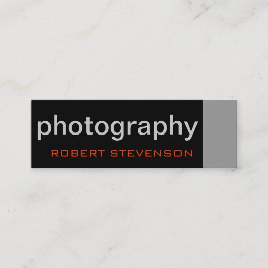 Black Gray White Skinny Fotograf Business Card Mini Visitenkarte (Vorderseite)