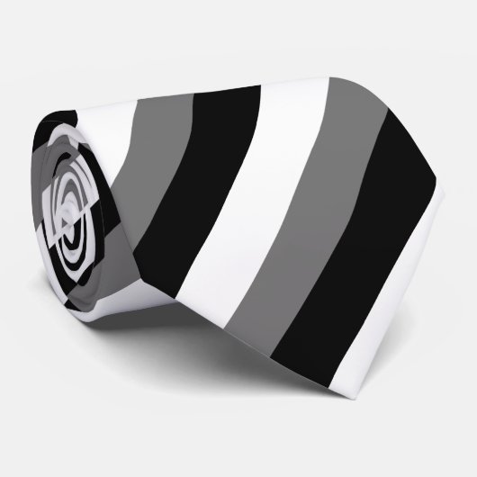 Black Gray White Striped Krawatte (Gerollt)