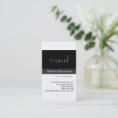 Black Gray White Travel Agent Business Card Visitenkarte (Stehend Vorderseite)