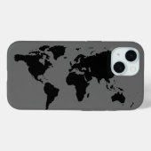 Black Gray World Map Case-Mate iPhone Hülle (Rückseite (Horizontal))