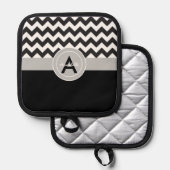 Black Gray Zickzack Topflappen (Vorderseite/Rückseite)