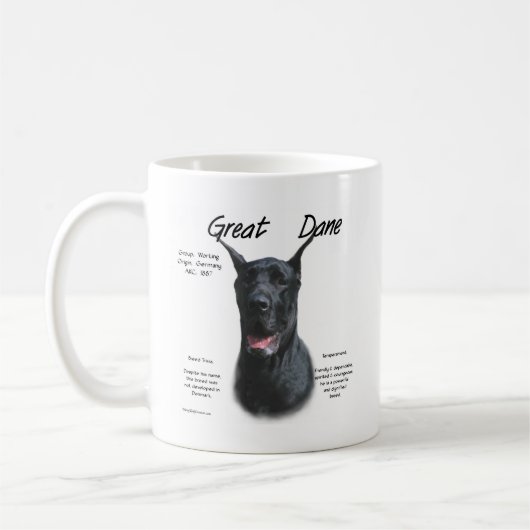 Black Great Dane History Design Kaffeetasse (Links)